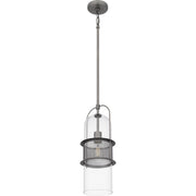 Quoizel Soffer 7in 1-Light Mini Pendant | Industrial Antique Nickel and Clear Glass | Kitchen Island & Dining Room | 7 x 7 x 19 in | Model QPP6221AN