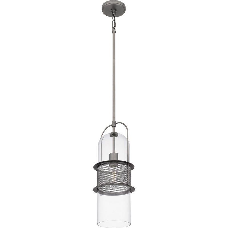 Quoizel Soffer 7in 1-Light Mini Pendant | Industrial Antique Nickel and Clear Glass | Kitchen Island & Dining Room | 7 x 7 x 19 in | Model QPP6221AN