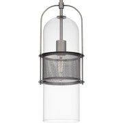 Quoizel Soffer 7in 1-Light Mini Pendant | Industrial Antique Nickel and Clear Glass | Kitchen Island & Dining Room | 7 x 7 x 19 in | Model QPP6221AN