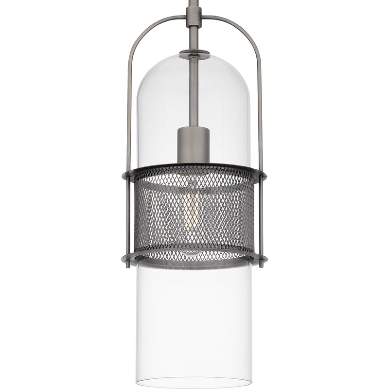 Quoizel Soffer 7in 1-Light Mini Pendant | Industrial Antique Nickel and Clear Glass | Kitchen Island & Dining Room | 7 x 7 x 19 in | Model QPP6221AN