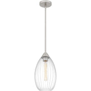 Quoizel Marza 1Lt Mini Pendant, Nickel/Clear Hammered Ribbed Glass - QPP6756BN