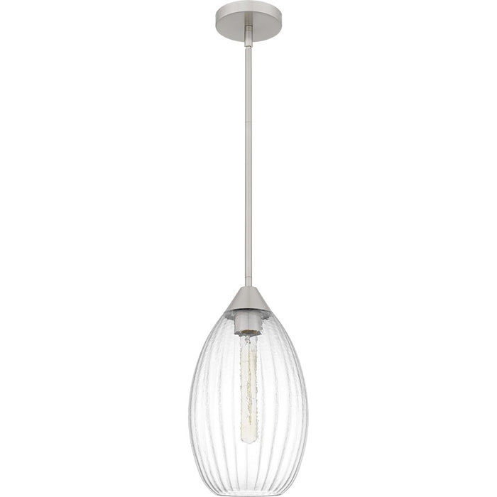 Quoizel Marza 1Lt Mini Pendant, Nickel/Clear Hammered Ribbed Glass