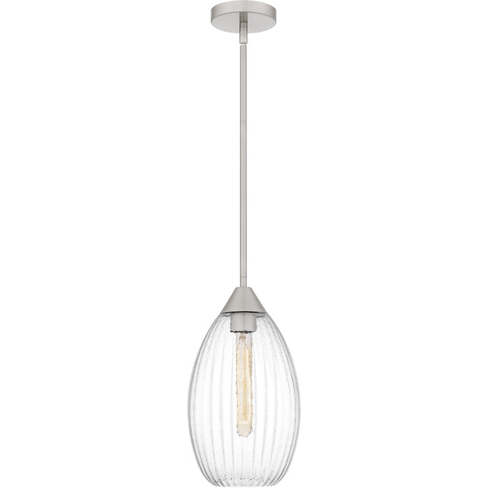 Quoizel Marza 1Lt Mini Pendant, Nickel/Clear Hammered Ribbed Glass