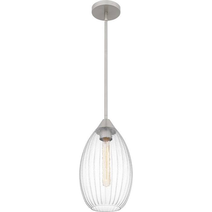 Quoizel Marza 1Lt Mini Pendant, Nickel/Clear Hammered Ribbed Glass