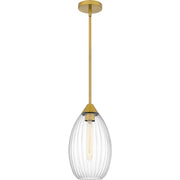 Quoizel Marza 1Lt Mini Pendant, Gold/Clear Hammered Ribbed Glass - QPP6756BRG