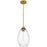 Quoizel Marza 1Lt Mini Pendant, Gold/Clear Hammered Ribbed Glass