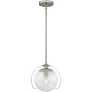 Quoizel Eslinger 1Lt Mini Pendant, Nickel/Clear/Cloud Inside/Clear - QPP6774BN