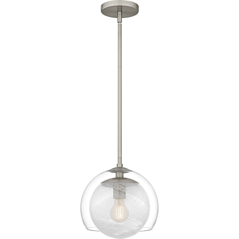 Quoizel Eslinger 1Lt Mini Pendant, Nickel/Clear/Cloud Inside/Clear - QPP6774BN