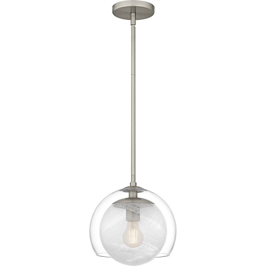 Quoizel Eslinger 1Lt Mini Pendant, Nickel/Clear/Cloud Inside/Clear - QPP6774BN