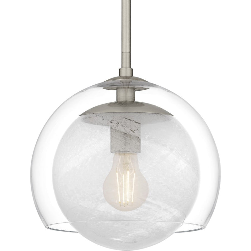 Quoizel Eslinger 1Lt Mini Pendant, Nickel/Clear/Cloud Inside/Clear