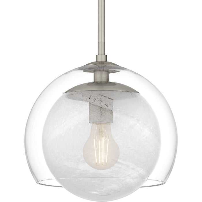 Quoizel Eslinger 1Lt Mini Pendant, Nickel/Clear/Cloud Inside/Clear