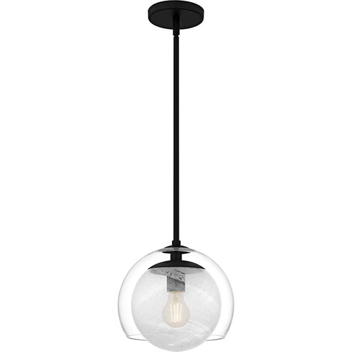 Quoizel Eslinger 1Lt Mini Pendant, Black/Clear/Cloud/Clear - QPP6774MBK