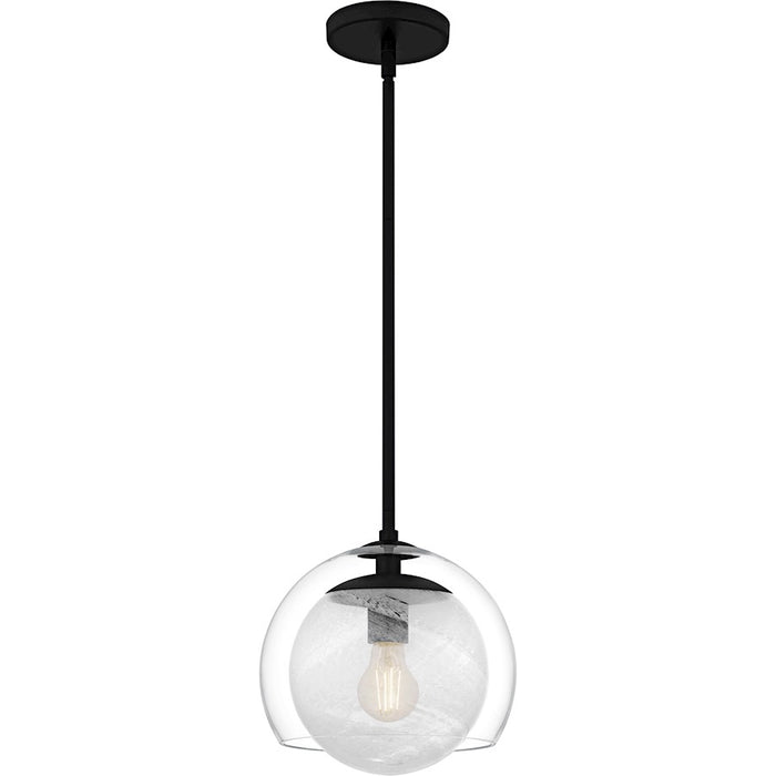 Quoizel Eslinger 1Lt Mini Pendant, Black/Clear/Cloud/Clear - QPP6774MBK