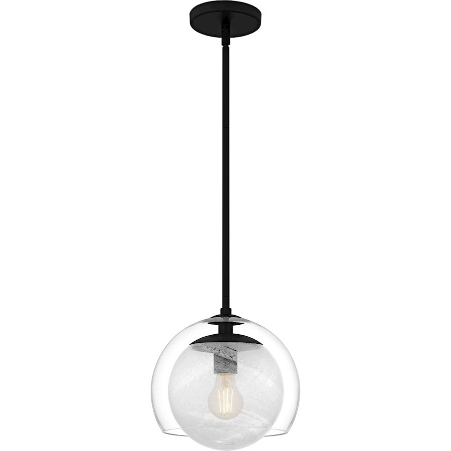 Quoizel Eslinger 1Lt Mini Pendant, Black/Clear/Cloud/Clear - QPP6774MBK