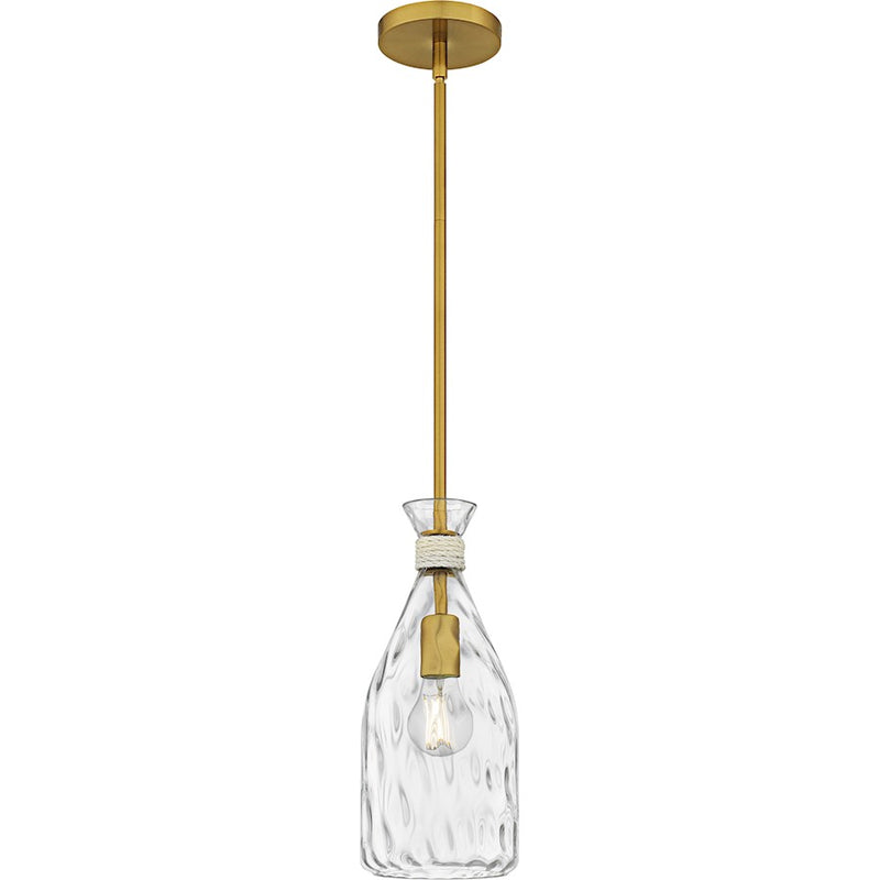 Quoizel Govada 1Light Mini Pendant, Brushed Gold/Clear Water Glass - QPP6782BRG