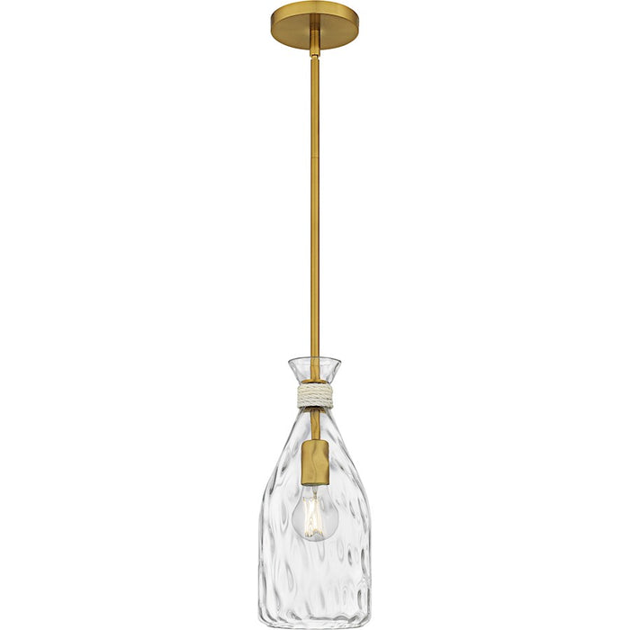 Quoizel Govada 1Light Mini Pendant, Brushed Gold/Clear Water Glass - QPP6782BRG