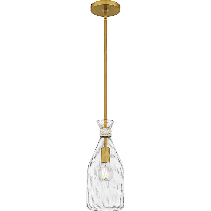 Quoizel Govada 1Light Mini Pendant, Brushed Gold/Clear Water Glass - QPP6782BRG