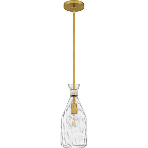 Quoizel Govada 1Light Mini Pendant, Brushed Gold/Clear Water Glass