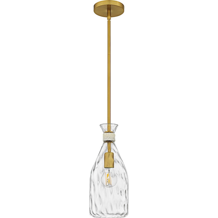 Quoizel Govada 1Light Mini Pendant, Brushed Gold/Clear Water Glass
