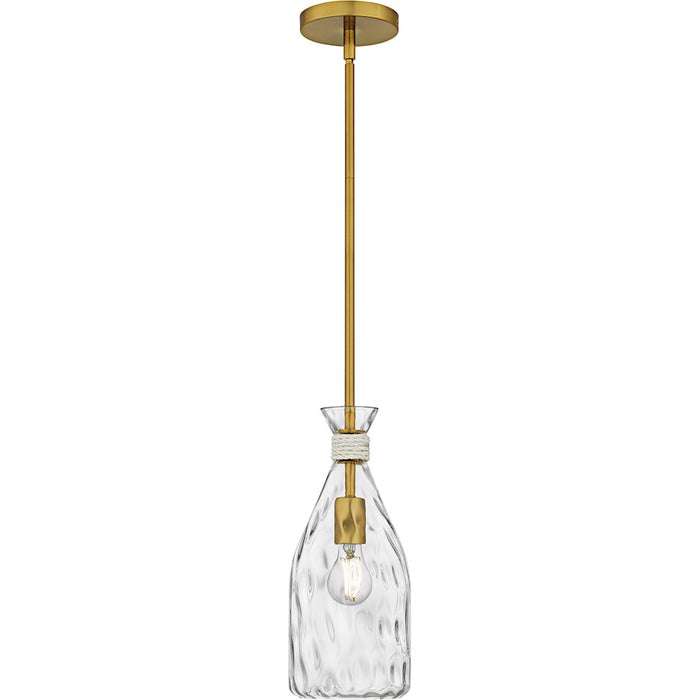Quoizel Govada 1Light Mini Pendant, Brushed Gold/Clear Water Glass