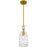 Quoizel Govada 1Light Mini Pendant, Brushed Gold/Clear Water Glass