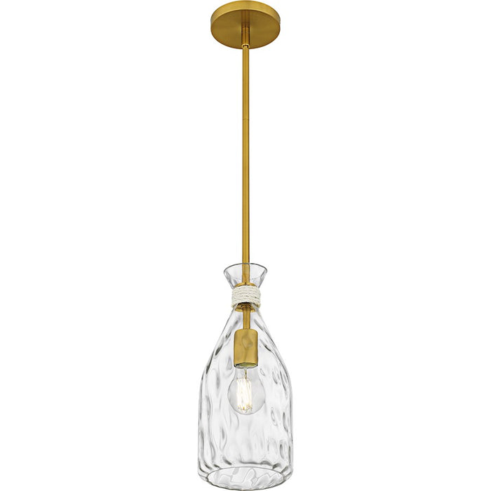 Quoizel Govada 1Light Mini Pendant, Brushed Gold/Clear Water Glass