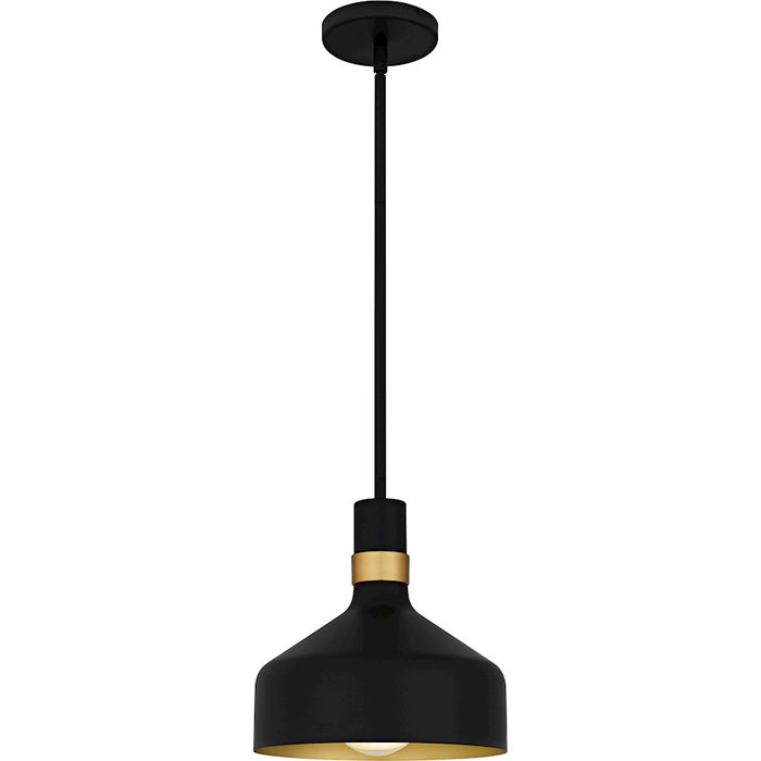 Quoizel Arbor 1Lt Mini Pendant, Black/Metal(mbk+brg+s85 Inside) - QPP6804MBK
