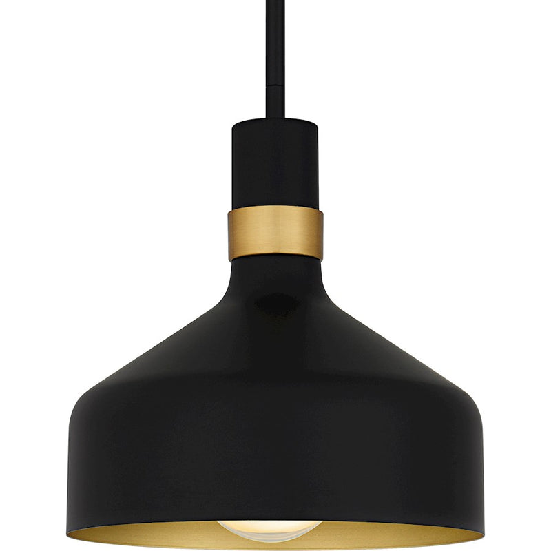 Quoizel Arbor 1Lt Mini Pendant, Black/Metal(mbk/brg/s85 Inside)