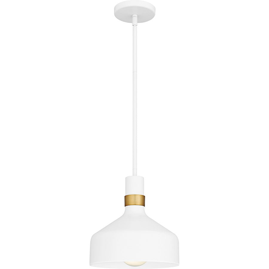 Quoizel Arbor 1Light Mini Pendant, Matte White/Metal(w+brg) - QPP6804W