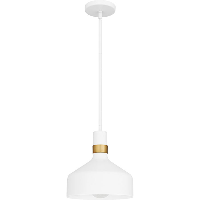 Quoizel Arbor 1Light Mini Pendant, Matte White/Metal(w/brg)