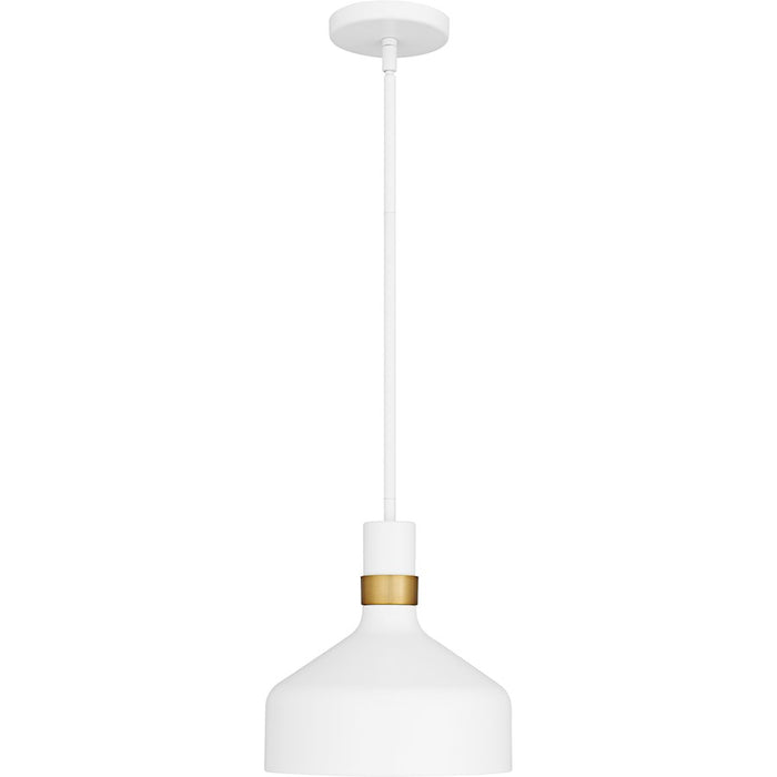 Quoizel Arbor 1Light Mini Pendant, Matte White/Metal(w/brg)