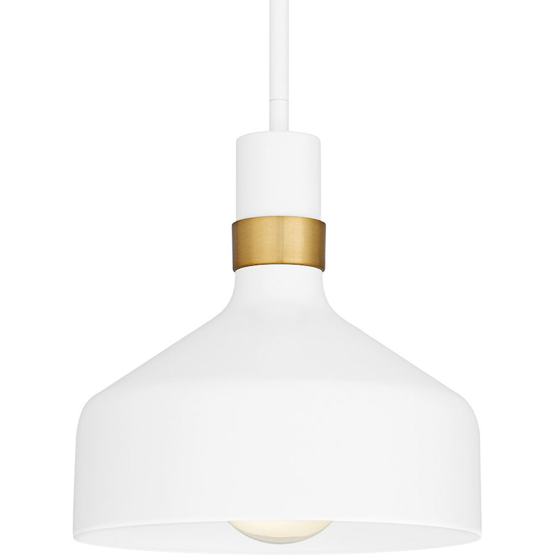 Quoizel Arbor 1Light Mini Pendant, Matte White/Metal(w/brg)