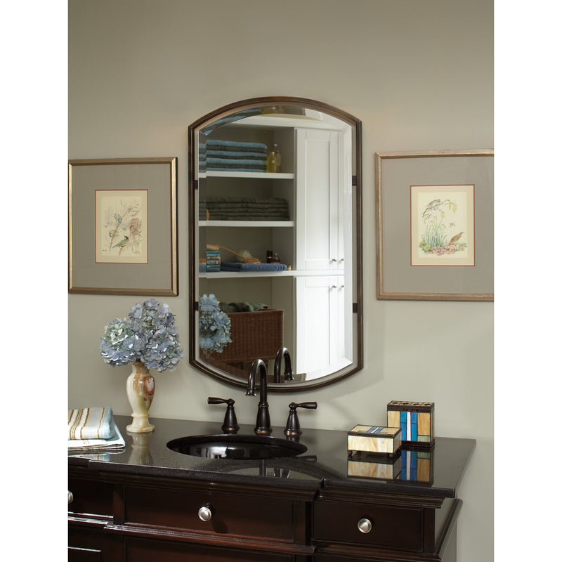 Quoizel Breckenridge 35in Rectangular Wall Mirror | Palladian Bronze Steel Frame | Bathroom & Entryway Accent | Model QR1419PN