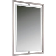 Quoizel Marcos 32in Rectangular Wall Mirror | Brushed Nickel Steel Frame | Bathroom & Entryway Vanity Mirror | 24 x 1 x 32 in | Model QR1857BN