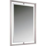 Quoizel Marcos 32in Rectangular Wall Mirror | Brushed Nickel Steel Frame | Bathroom & Entryway Vanity Mirror | 24 x 1 x 32 in | Model QR1857BN