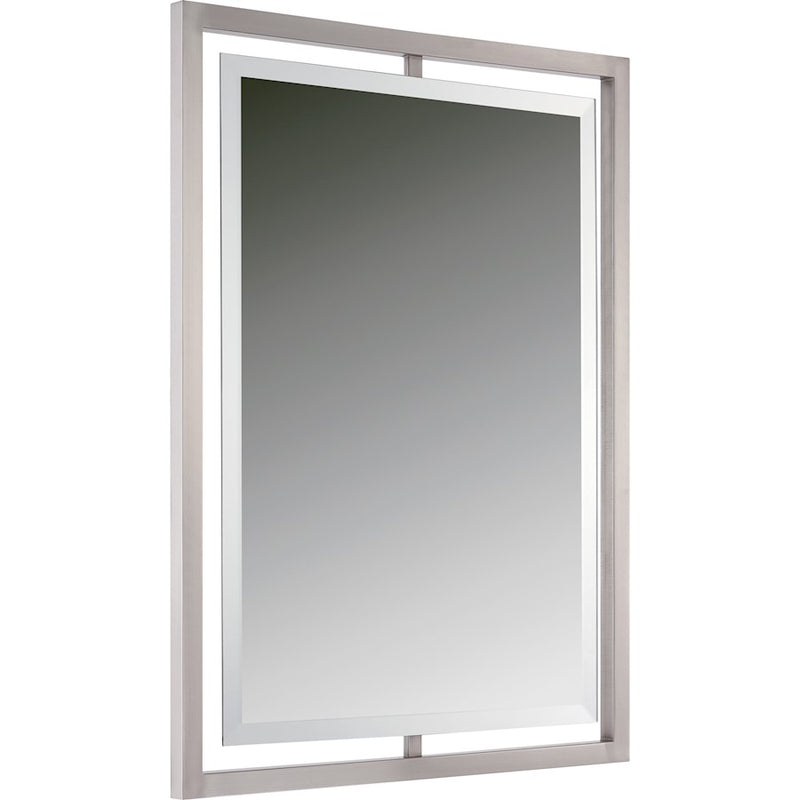 Quoizel Marcos 32in Rectangular Wall Mirror | Brushed Nickel Steel Frame | Bathroom & Entryway Vanity Mirror | 24 x 1 x 32 in | Model QR1857BN