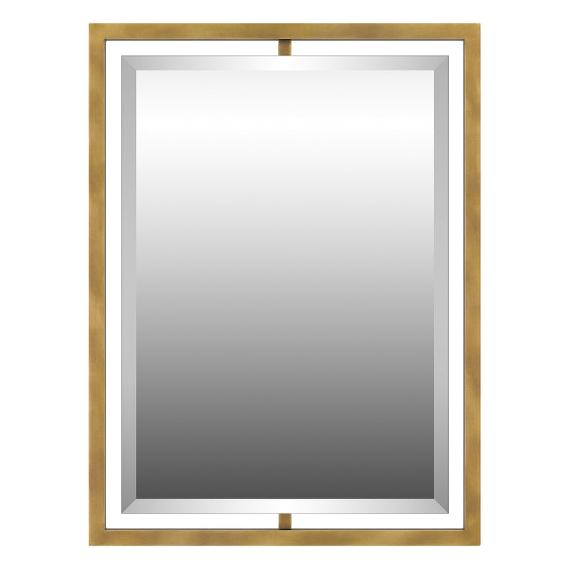 Quoizel Marcos 32in Rectangular Wall Mirror | Weathered Brass Steel Frame | Bathroom & Entryway Vanity Mirror | 24 x 1 x 32 in | Model QR1857WS