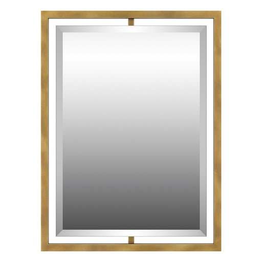 Quoizel Marcos 32in Rectangular Wall Mirror | Weathered Brass Steel Frame | Bathroom & Entryway Vanity Mirror | 24 x 1 x 32 in | Model QR1857WS