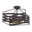 Quoizel Escher 4 Light Semi Flush Mount, Bronze/Cream Linen Fabric