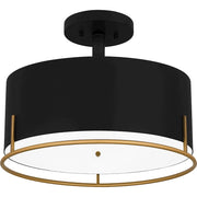 Quoizel Chalfont 3 Light Semi-Flush Mount, Matte Black/White