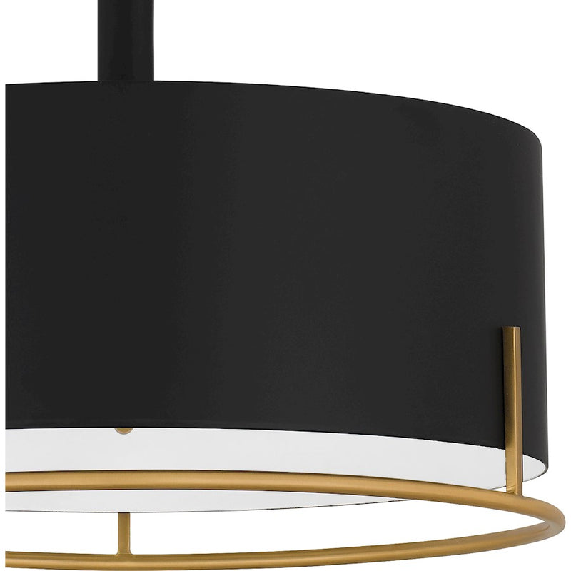 Quoizel Chalfont 3 Light Semi-Flush Mount, Matte Black/White