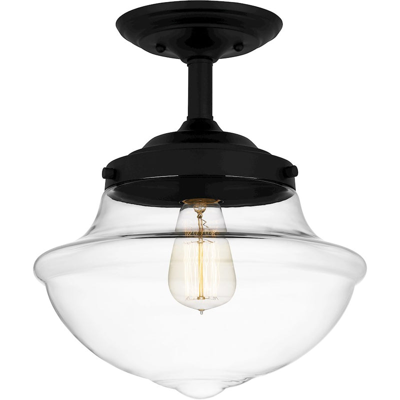 Quoizel Wrede 1 Light Semi-Flush Mount, Matte Black/Clear