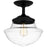 Quoizel Wrede 1 Light Semi-Flush Mount, Matte Black/Clear