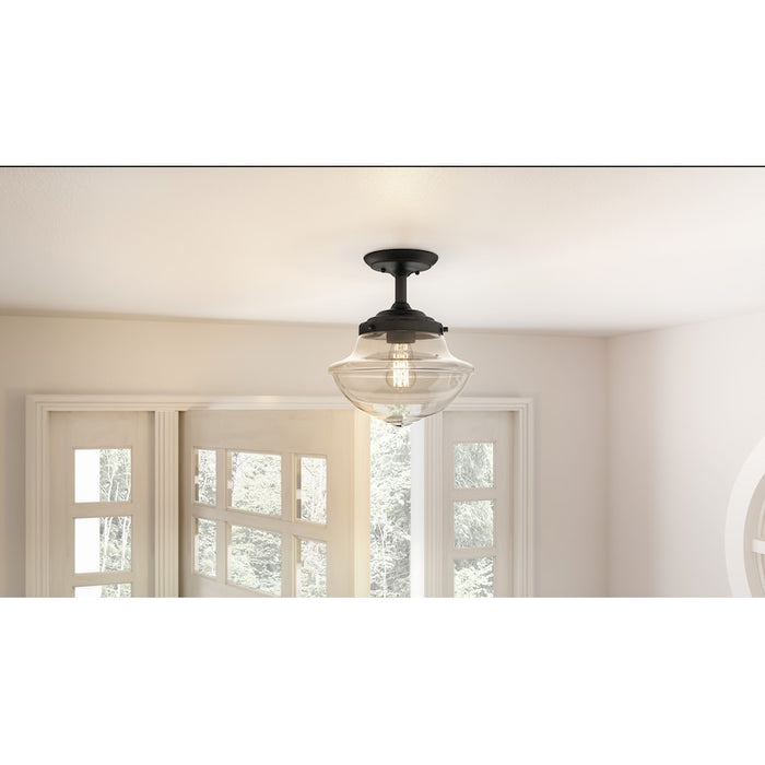 Quoizel Wrede 1 Light Semi-Flush Mount, Matte Black/Clear