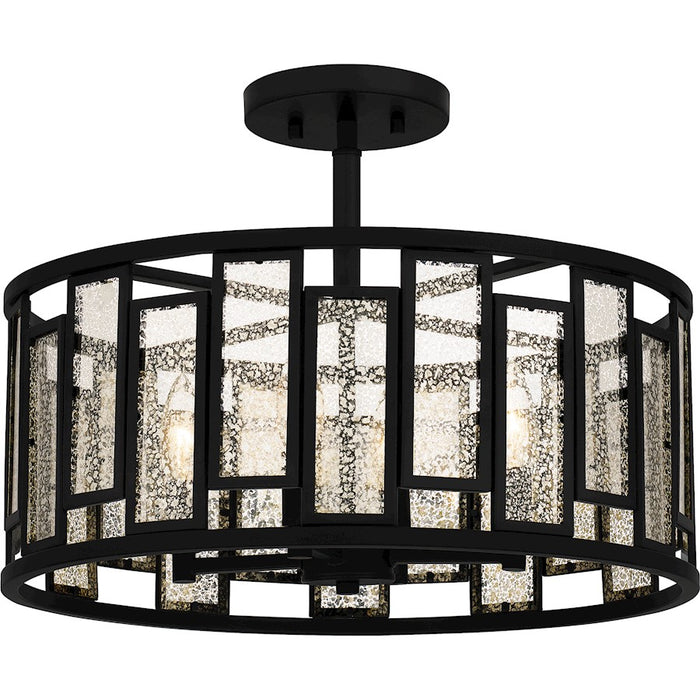 Quoizel Bankston 4 Light Semi-Flush Mount, Matte Black/Mercury
