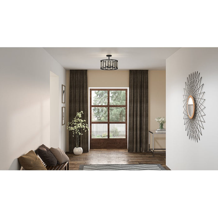 Quoizel Bankston 4 Light Semi-Flush Mount, Matte Black/Mercury