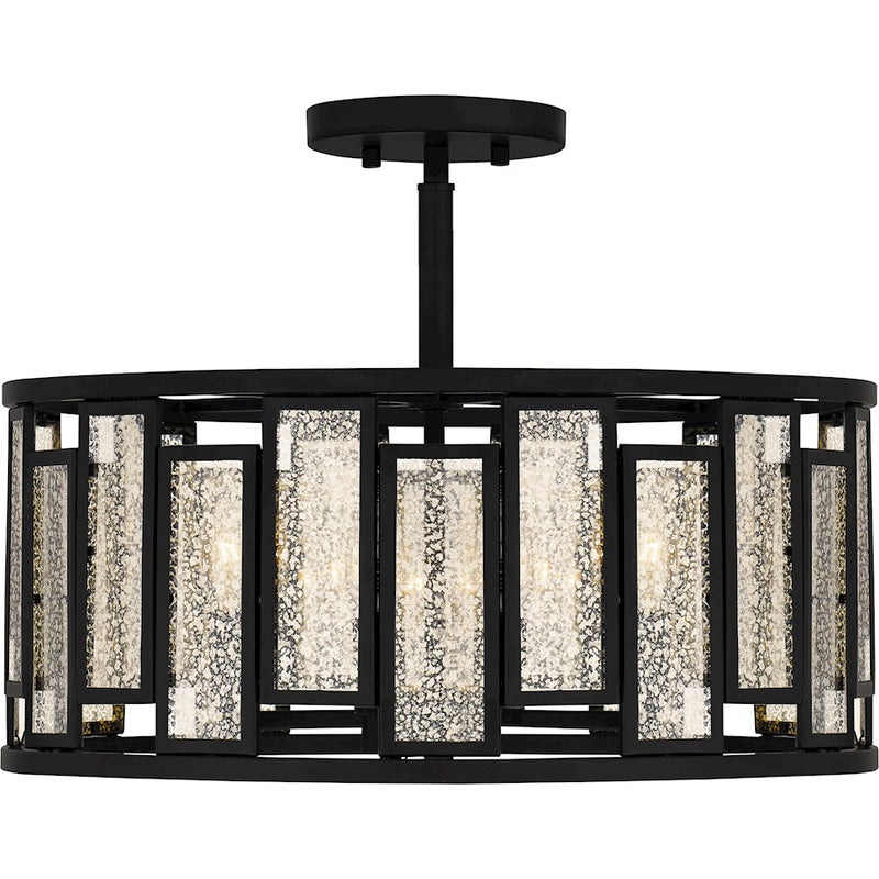 Quoizel Bankston 4 Light Semi-Flush Mount, Matte Black/Mercury