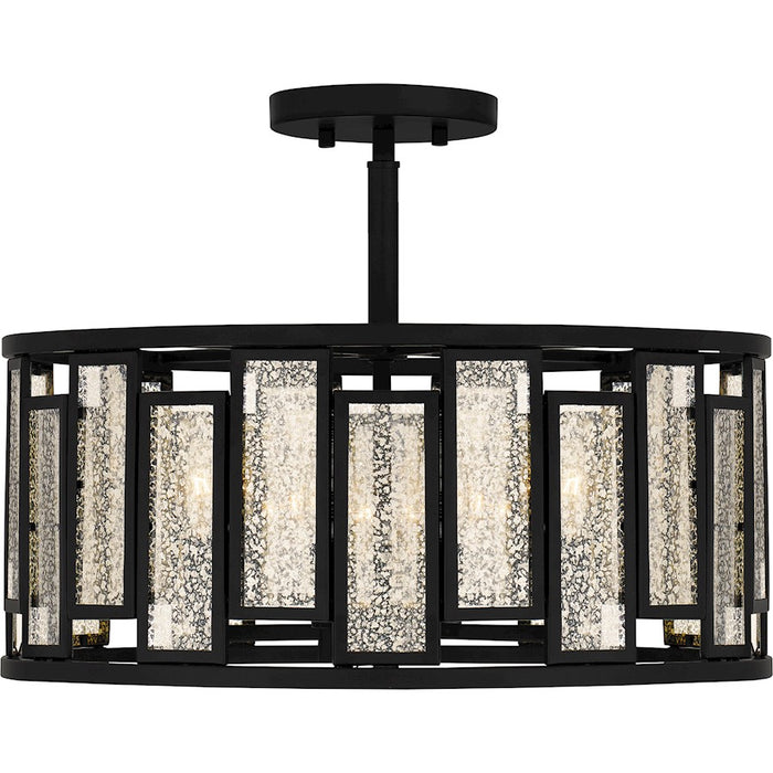 Quoizel Bankston 4 Light Semi-Flush Mount, Matte Black/Mercury