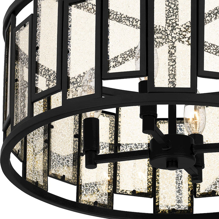 Quoizel Bankston 4 Light Semi-Flush Mount, Matte Black/Mercury