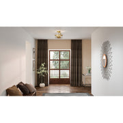 Quoizel Prescott 4 Light Semi-Flush Mount, Aged Brass/Clear Seedy